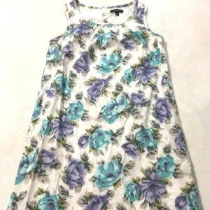 Lands End Rose Floral Cotton Shift Dress Petite